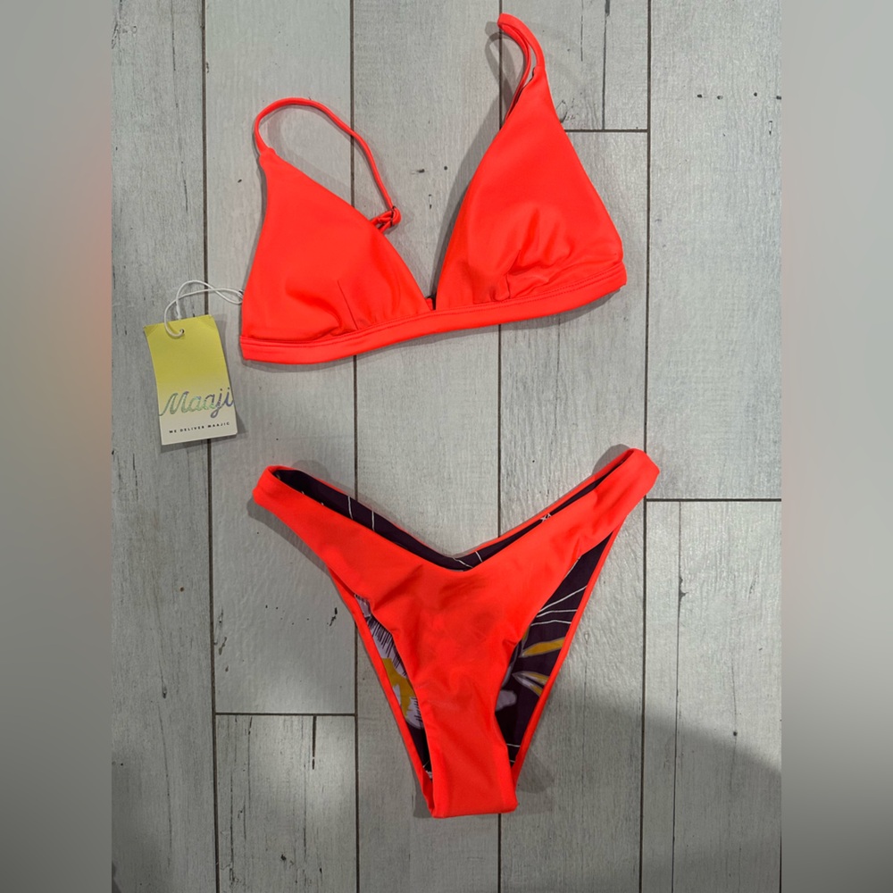 Maaji Neon Coral Reversible Bikini Set